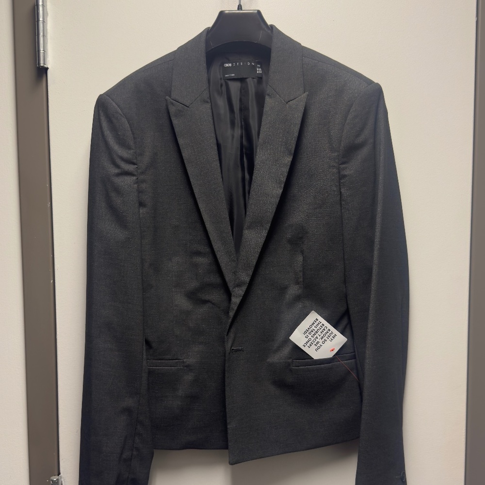 ASOS DESIGN cropped suit jacket in charcoal